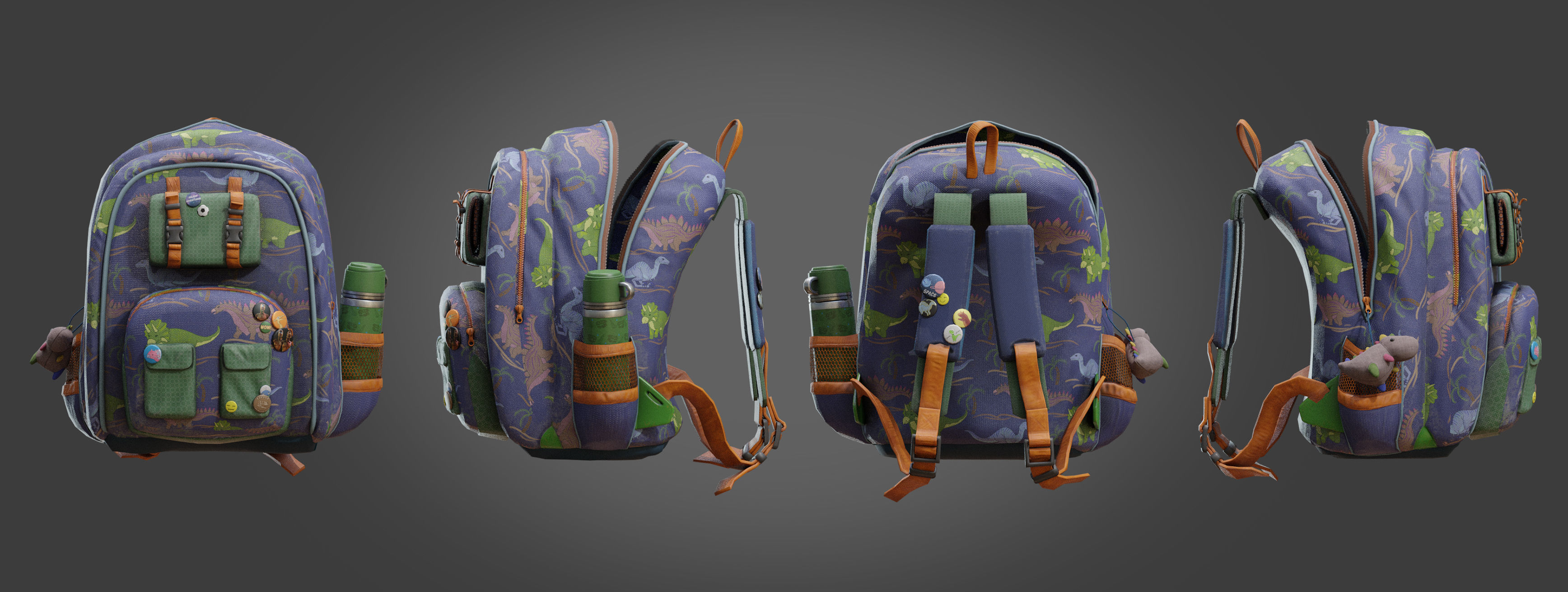 Backpack for kids Low-poly 3D model_2