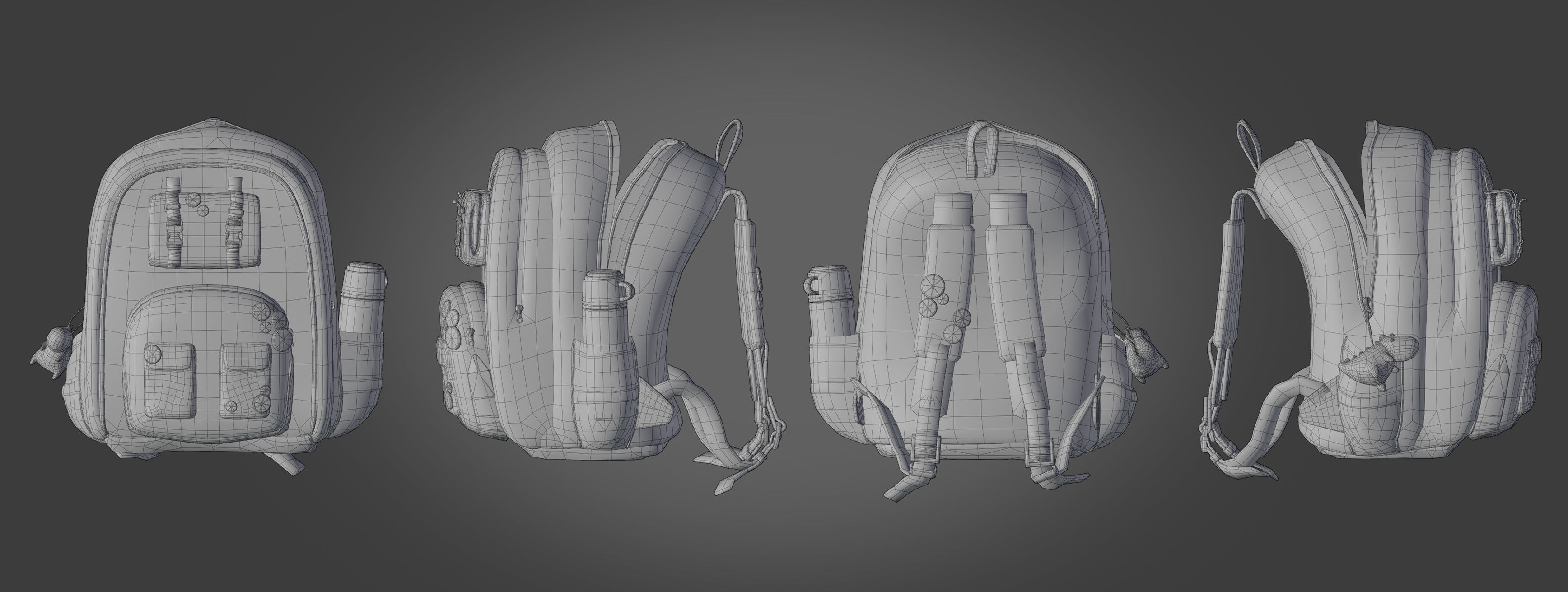 Backpack for kids Low-poly 3D model_3