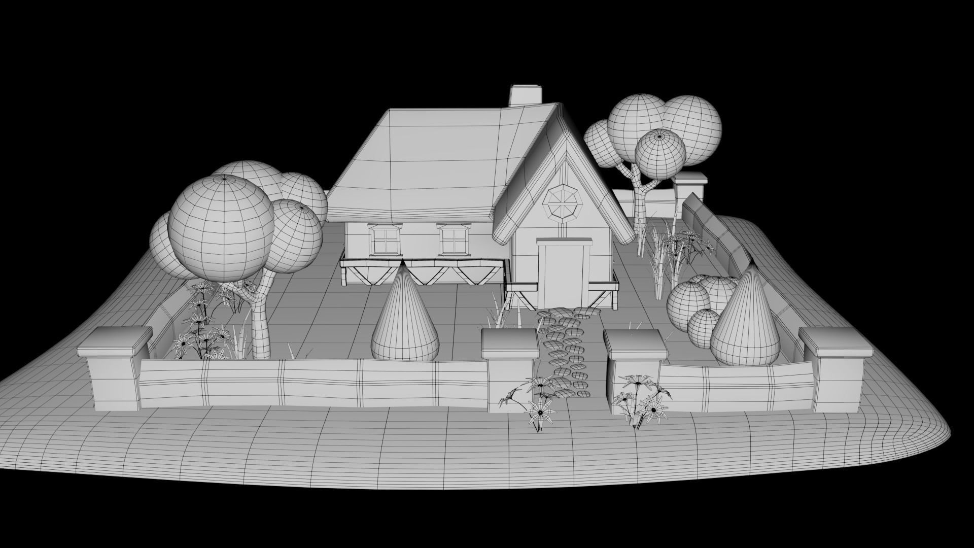 Cartoon House Low-poly 3D model_16