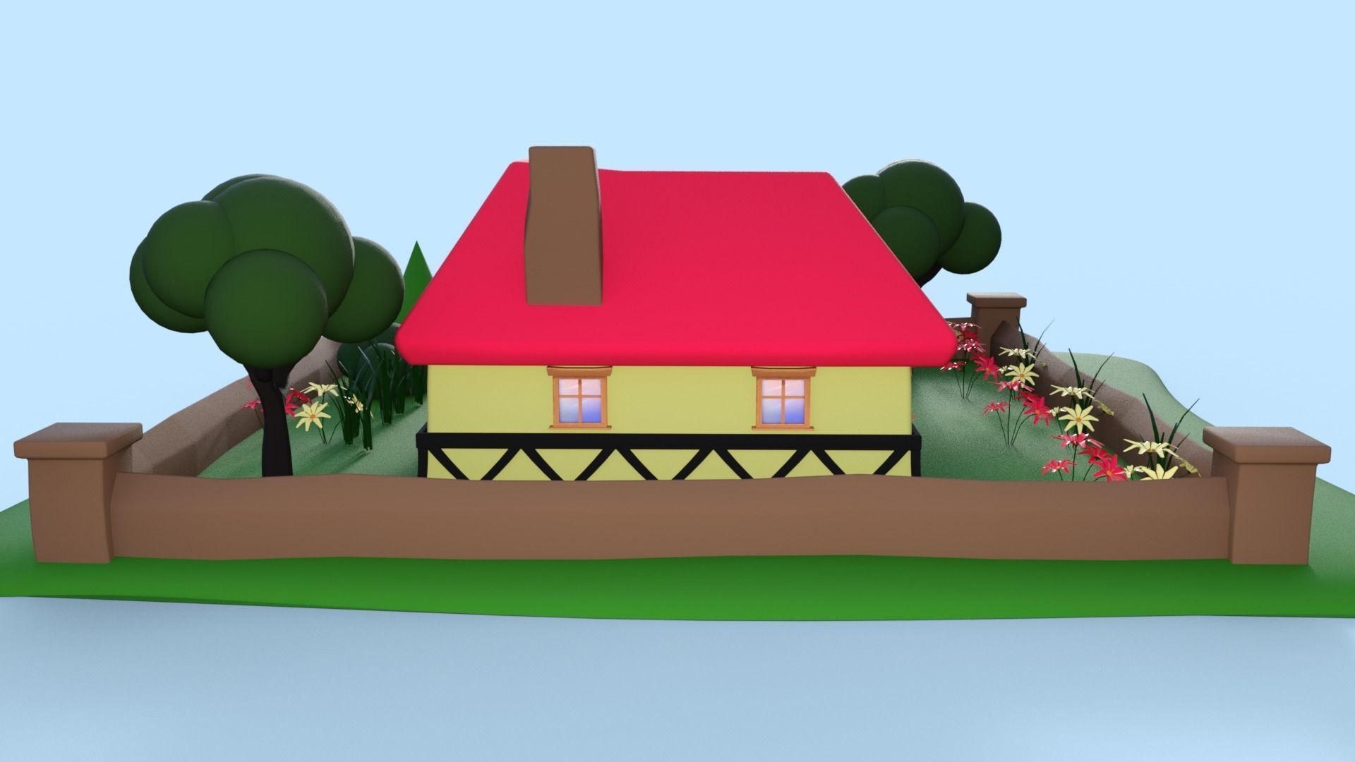 Cartoon House Low-poly 3D model_13