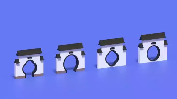 Cartoon Chinese Garden Gate