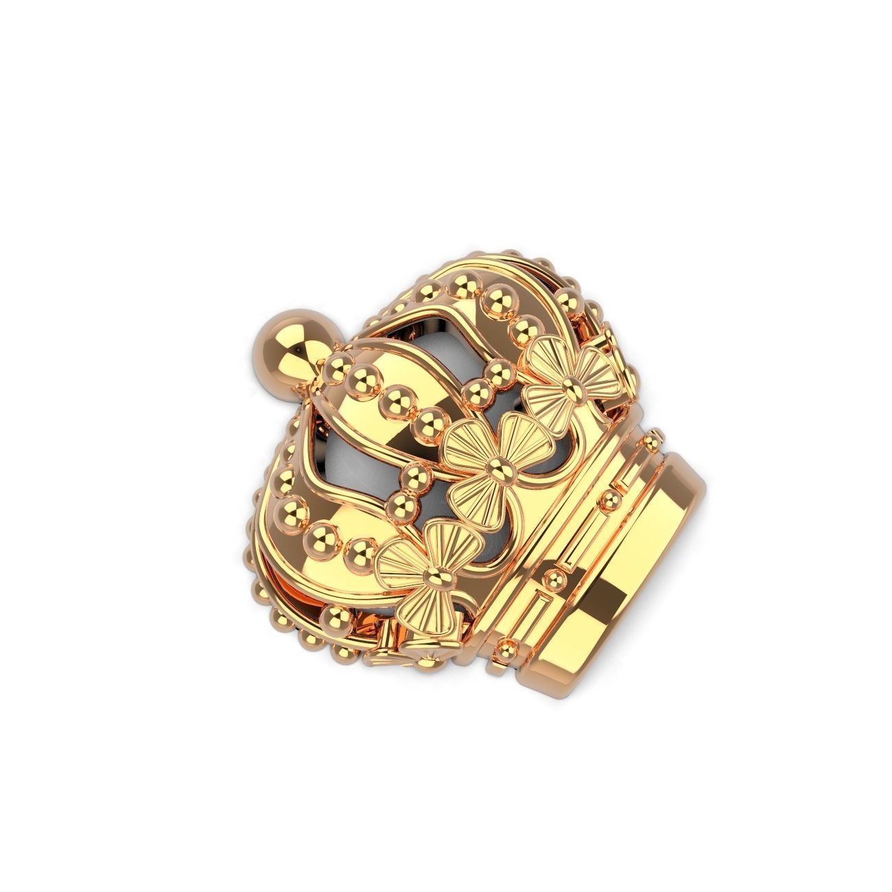 Crown gold plated charm 3D print model_1