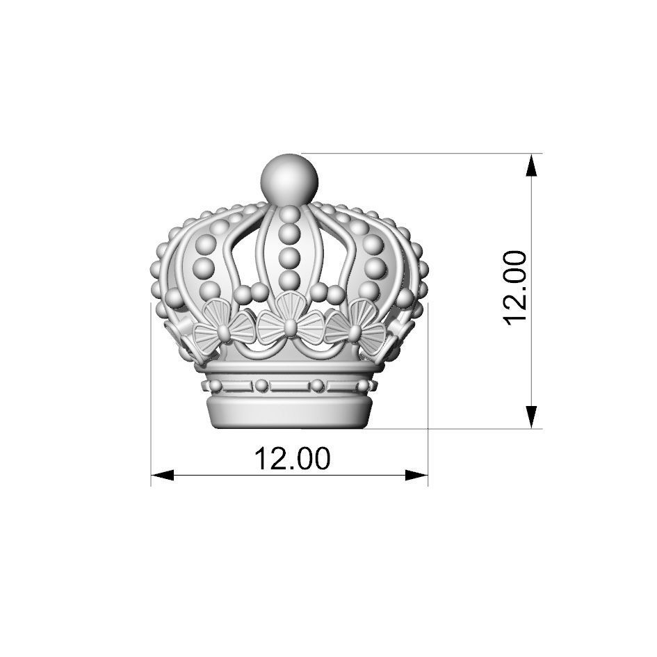 Crown gold plated charm 3D print model_2