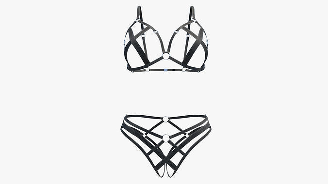 Lingerie bikini top and bottom 3D model