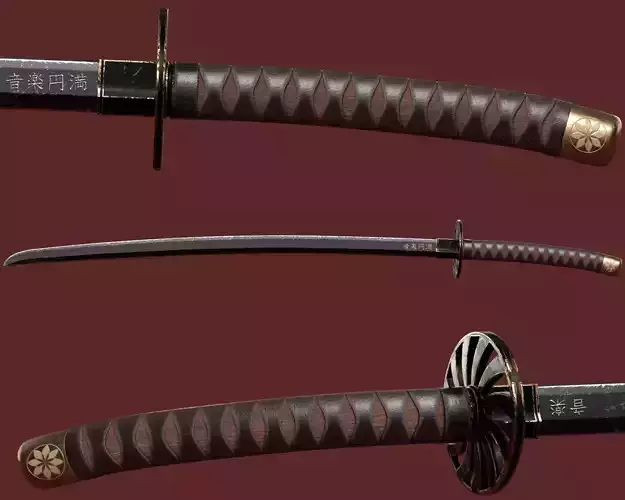 Katana Sword Blade Low-poly 3D model Free low-poly 3D model