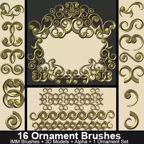 Ornaments Brushes with IMM Brushes and Ornament Set Vol 3 3D model