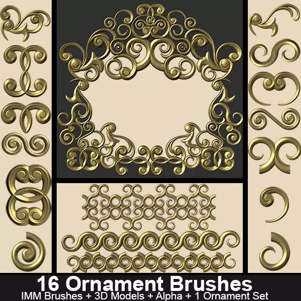 Ornaments Brushes with IMM Brushes and Ornament Set Vol 3 3D model_0