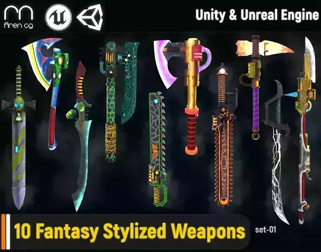 Fantasy Stylized Weapons-01 Unity and Unreal engine package