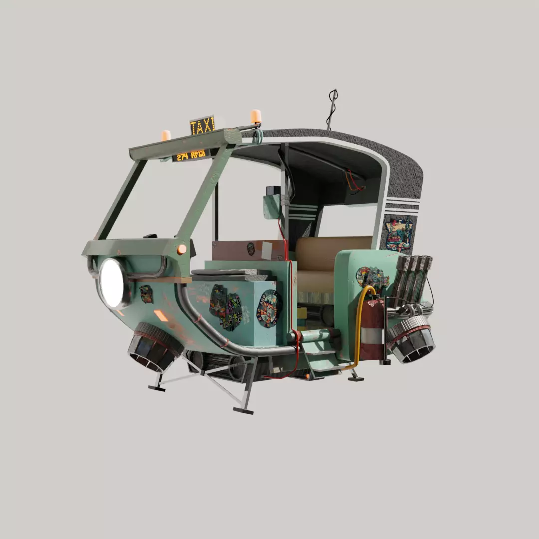 Sci fi tuk tuk 3D model_0