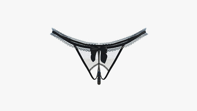 Lingerie thong with lace trim 3D model