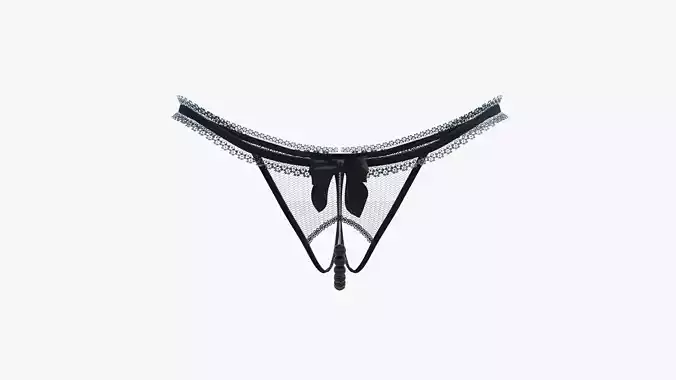 Lingerie thong with lace trim 3D model