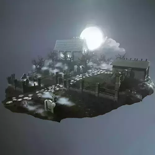 Stylized Graveyard Environment Modular Pack 3D model