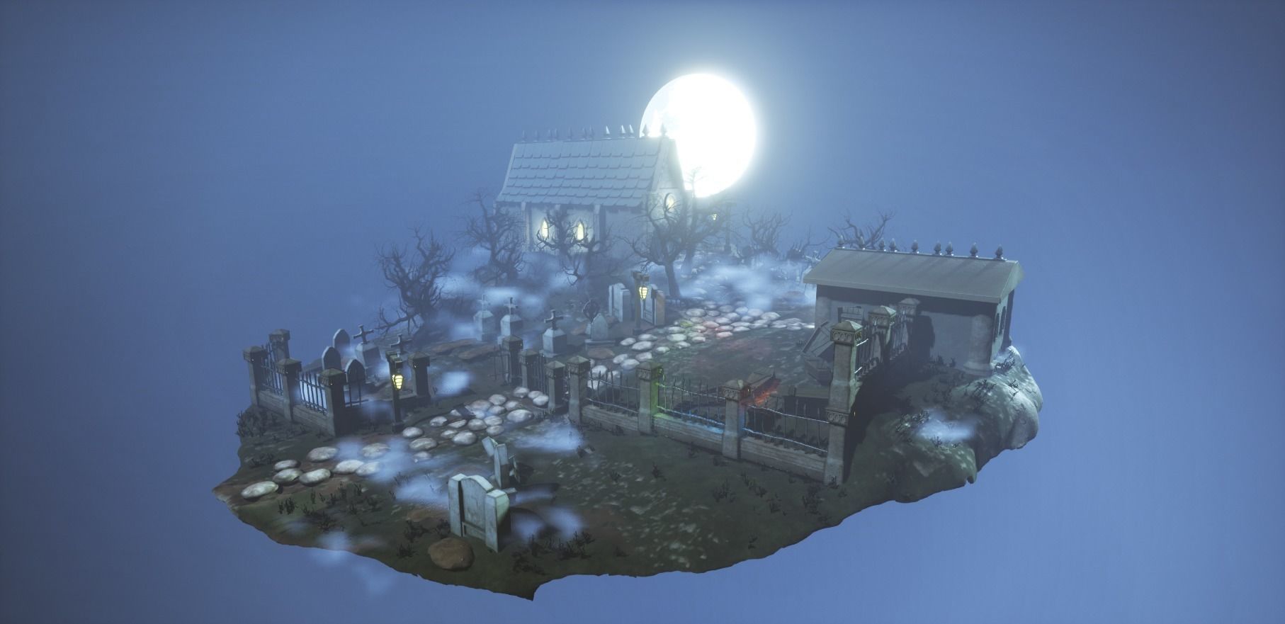 Stylized Graveyard Environment Modular Pack 3D model_2
