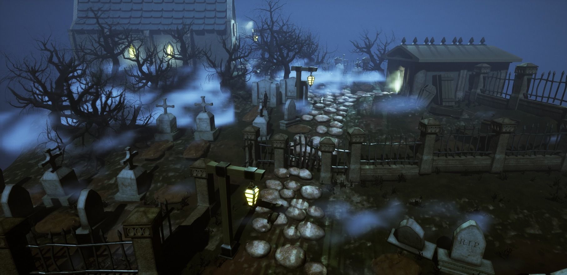 Stylized Graveyard Environment Modular Pack 3D model_4