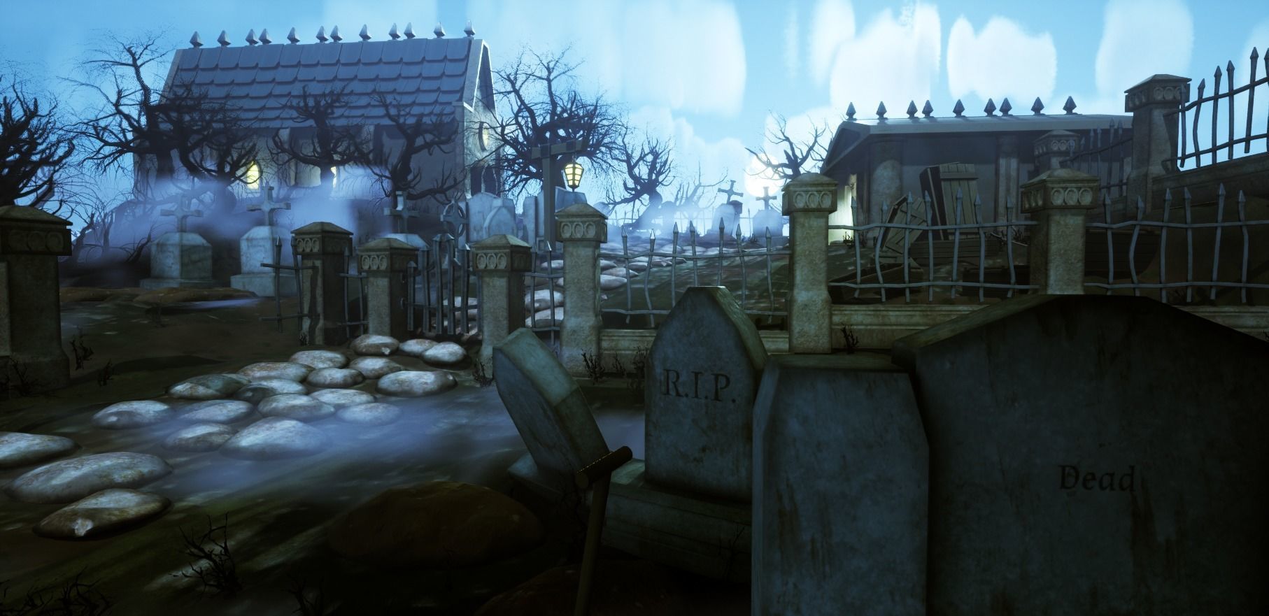 Stylized Graveyard Environment Modular Pack 3D model_14