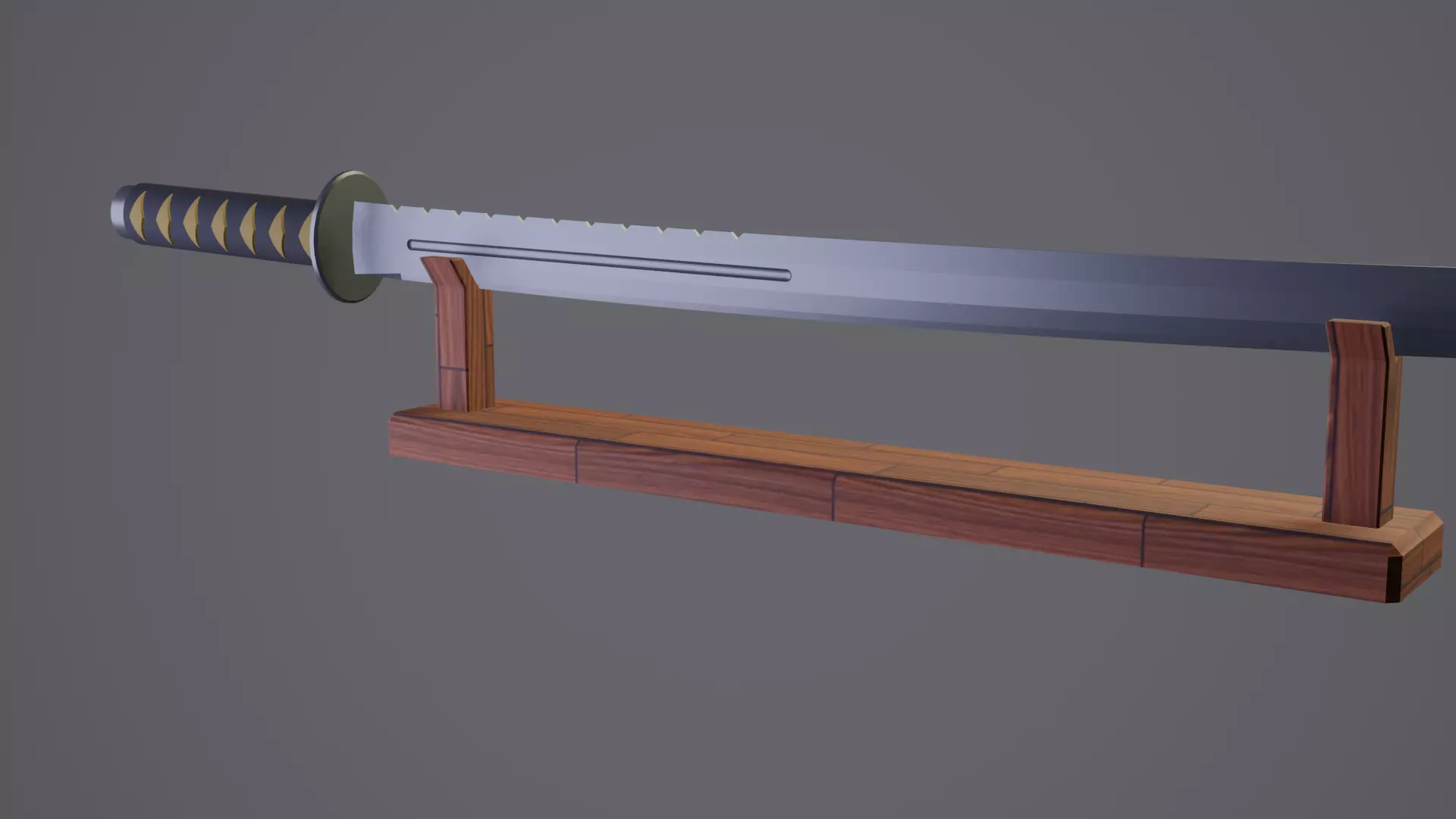 Samurai Sword Low-poly 3D model_0