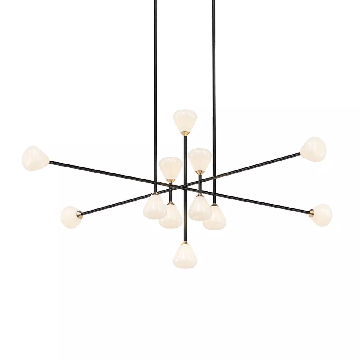 Apollo modern chandelier with five glass balls hanging from m... 3D model_0