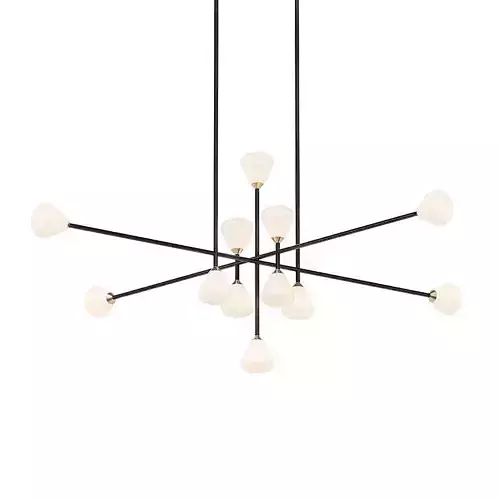 Apollo modern chandelier with five glass balls hanging from metal frame