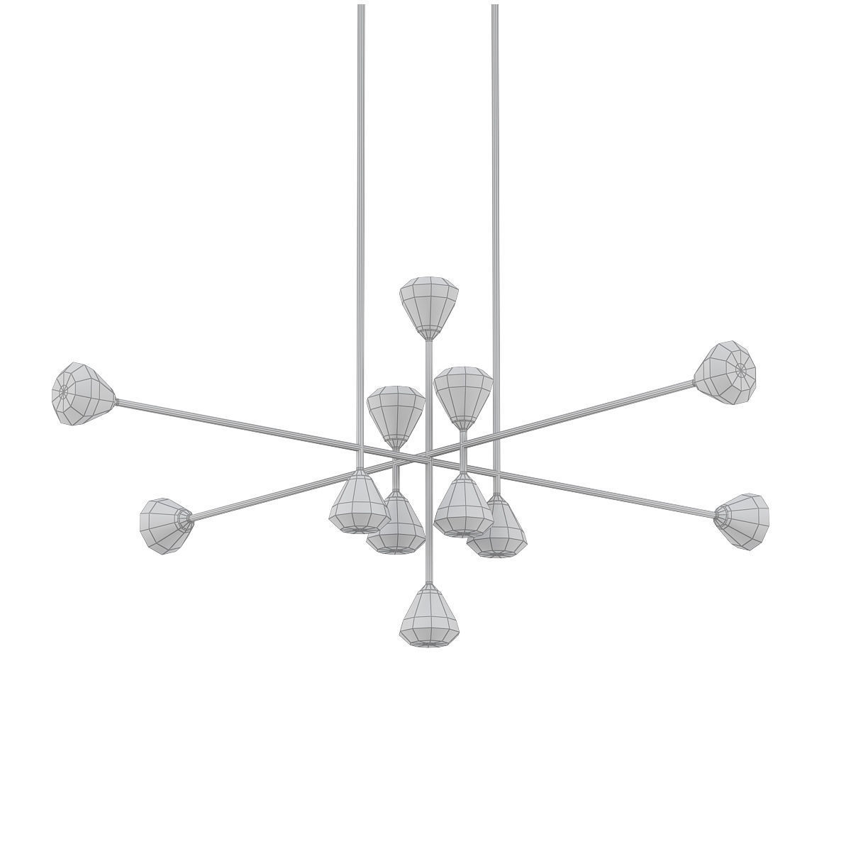 Apollo modern chandelier with five glass balls hanging from m... 3D model_4