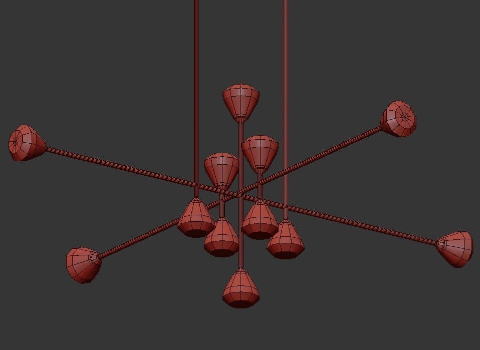 Apollo modern chandelier with five glass balls hanging from m... 3D model_1