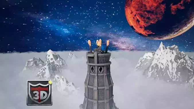 Stylized Crystal Tower Modular Pack Low-poly 3D model