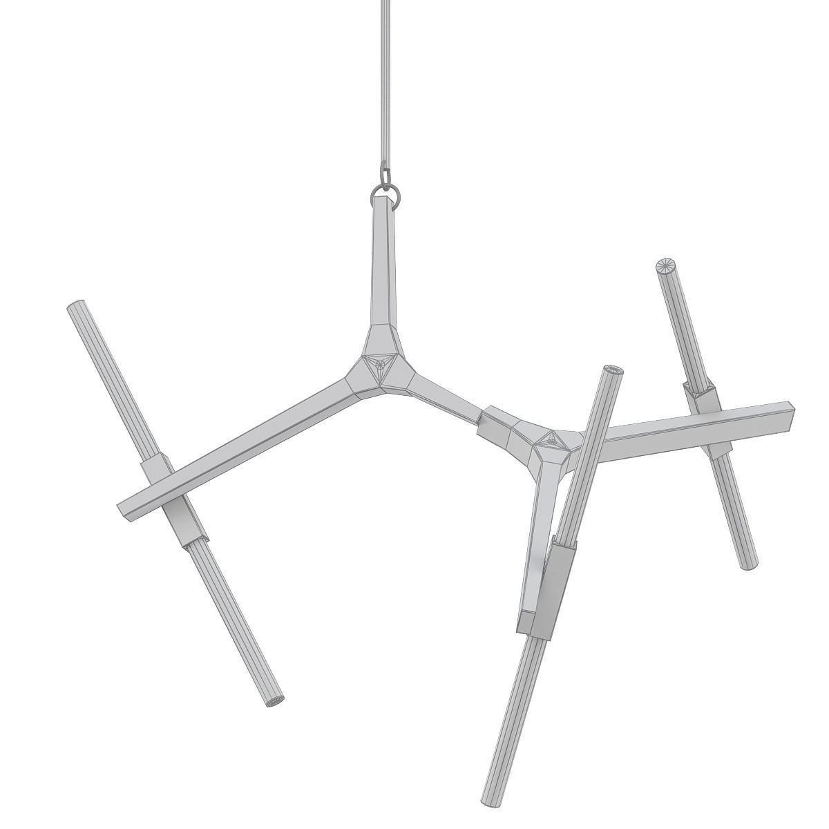 Agnes modern chandelier with brass and lights 3D model_4