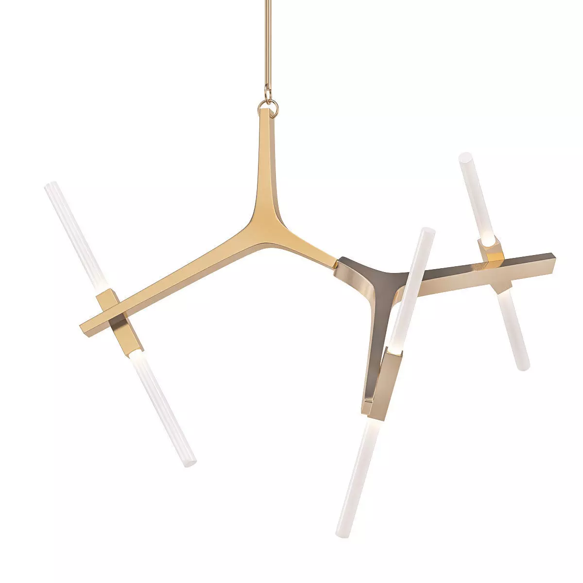 Agnes modern chandelier with brass and lights 3D model_0