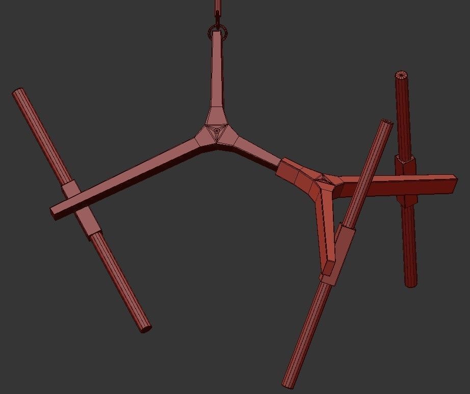 Agnes modern chandelier with brass and lights 3D model_1