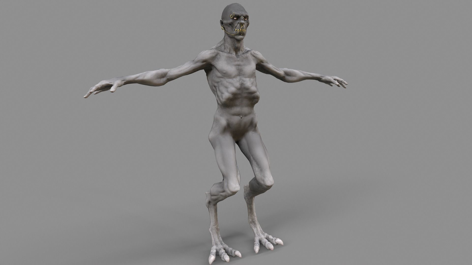 Monster with piercing Low-poly 3D model_3