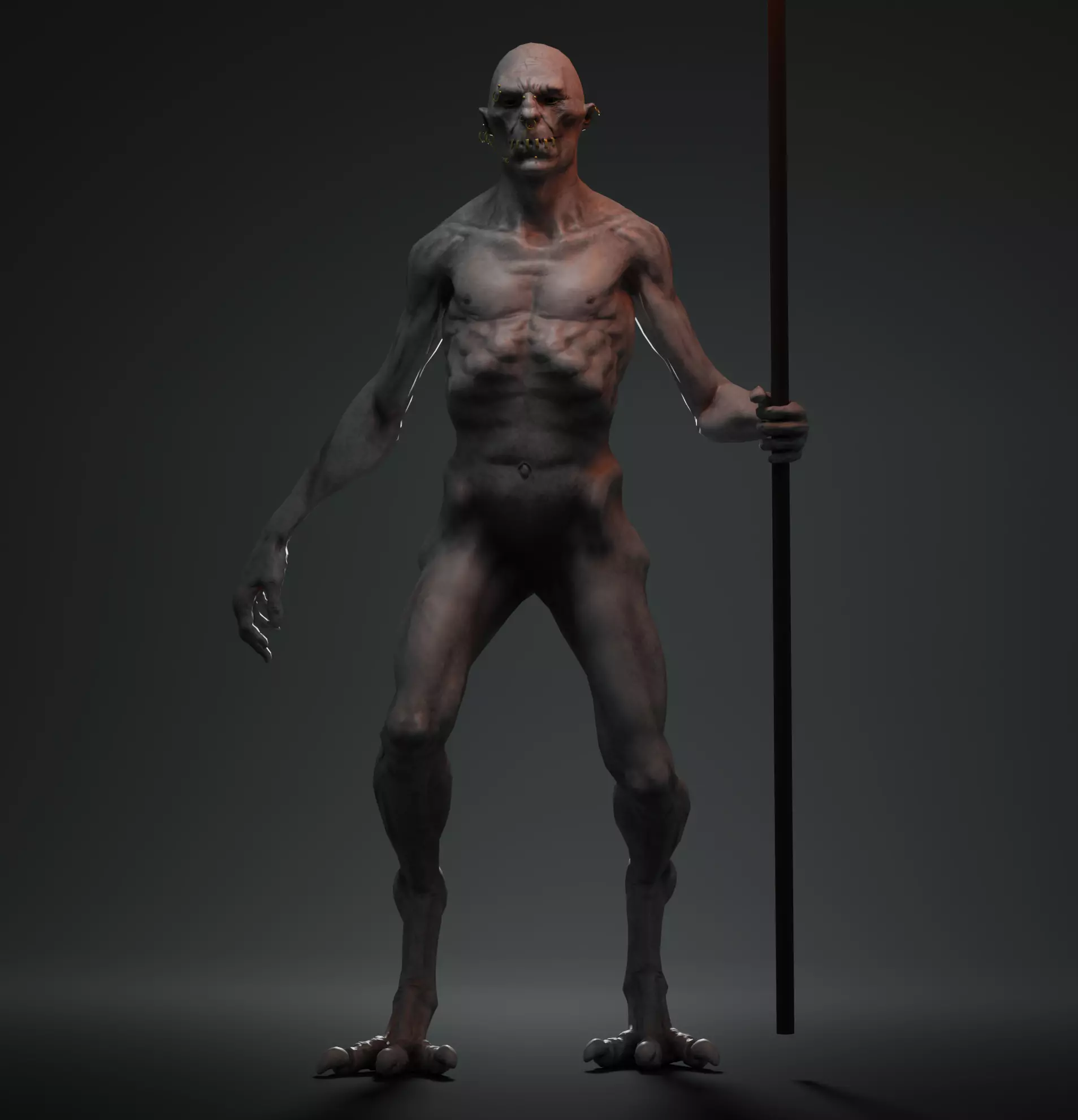 Monster with piercing Low-poly 3D model_0