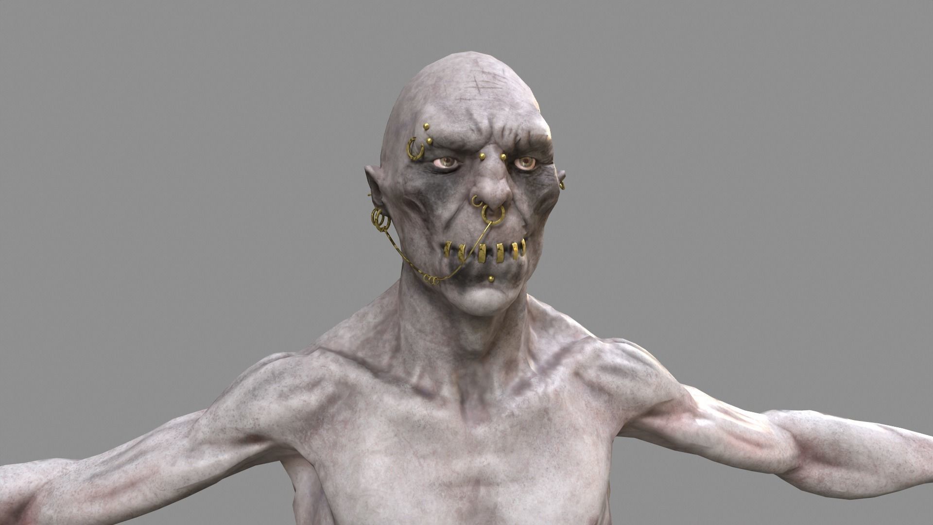 Monster with piercing Low-poly 3D model_15