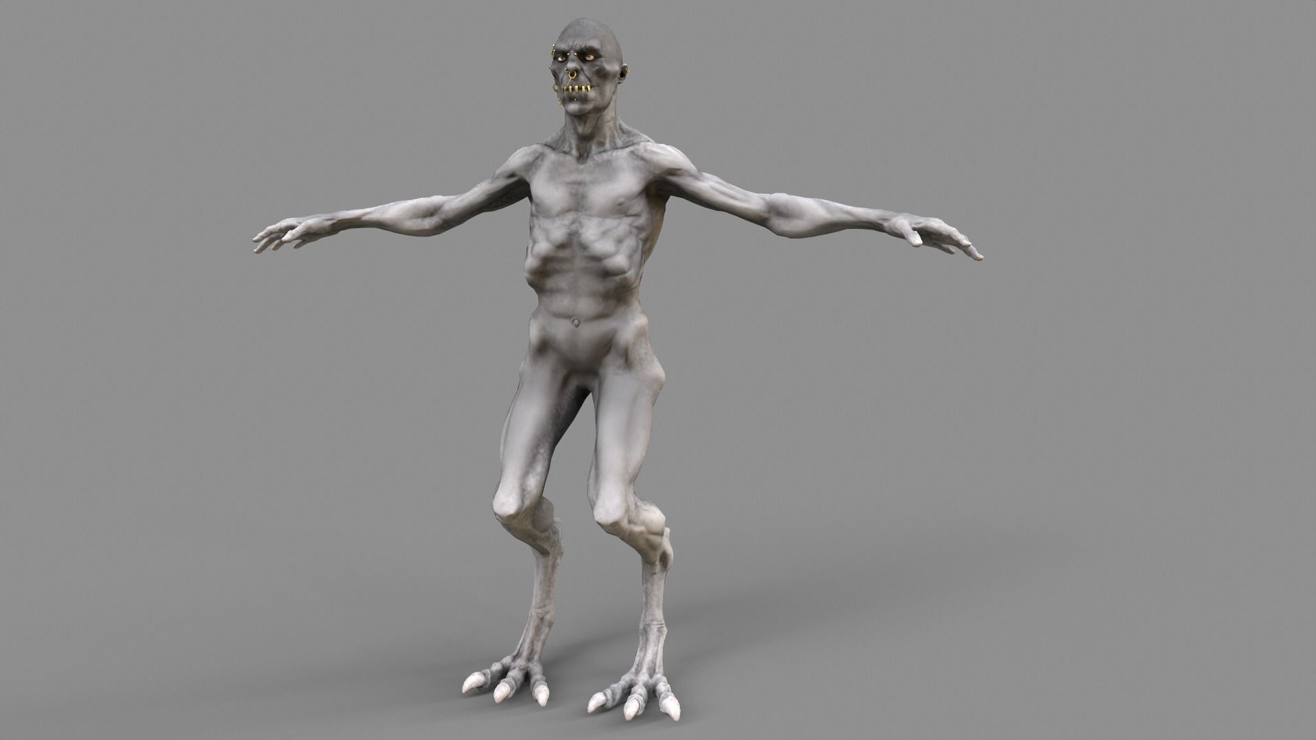 Monster with piercing Low-poly 3D model_6