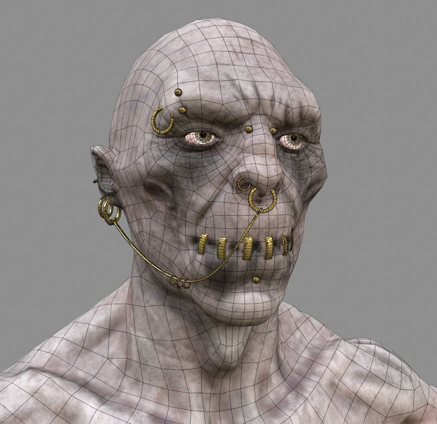 Monster with piercing Low-poly 3D model_10