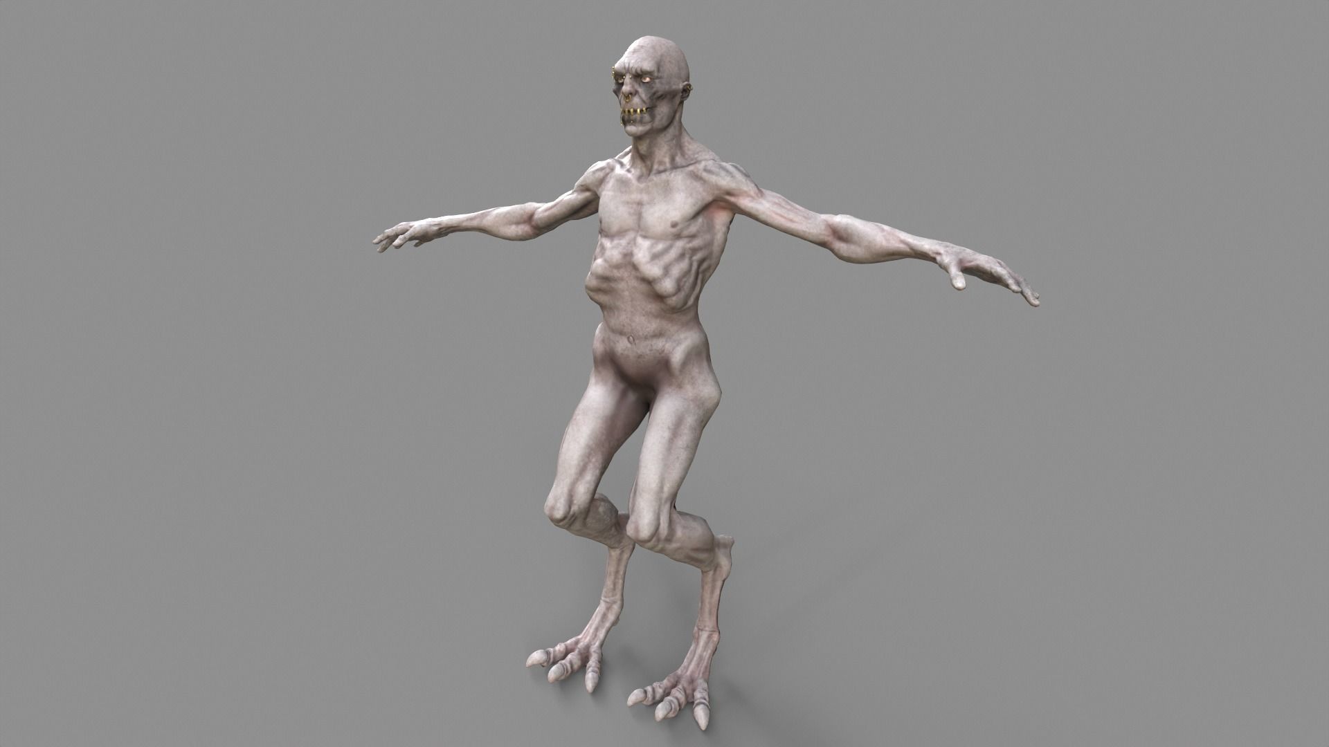 Monster with piercing Low-poly 3D model_7