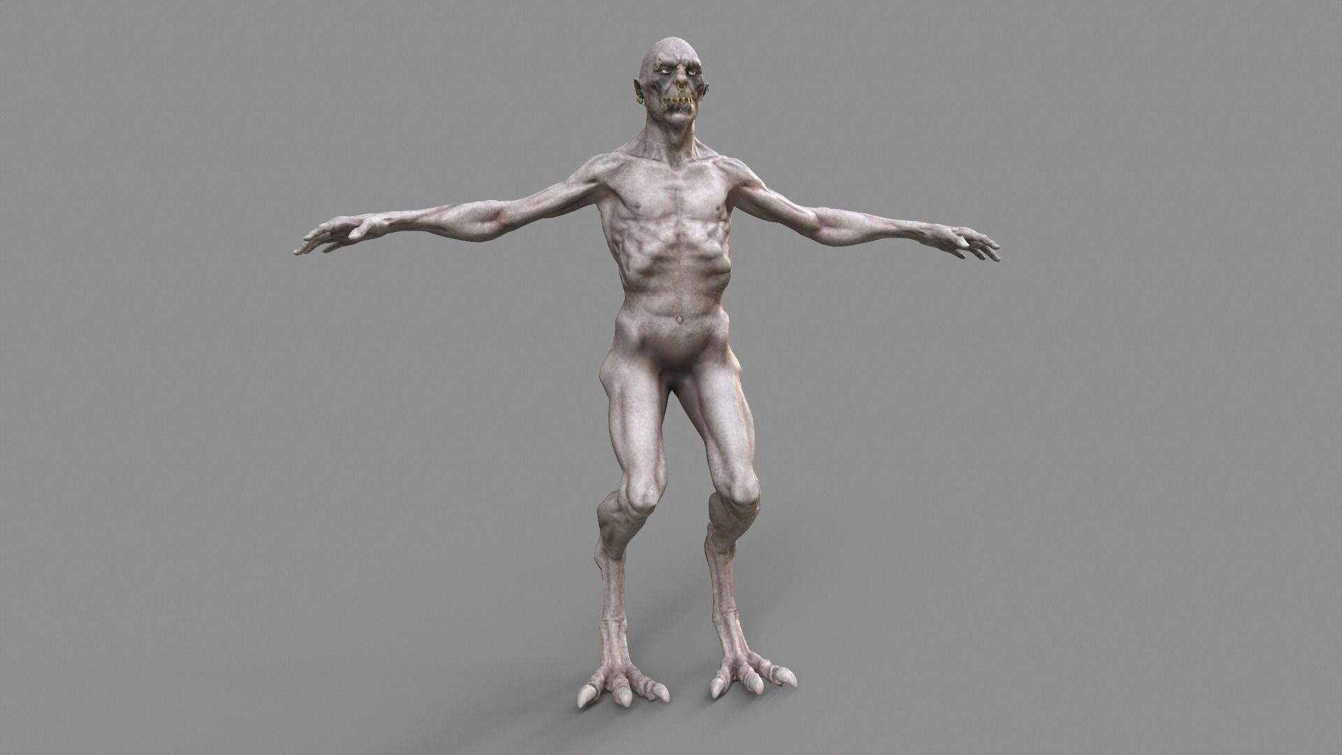 Monster with piercing Low-poly 3D model_2