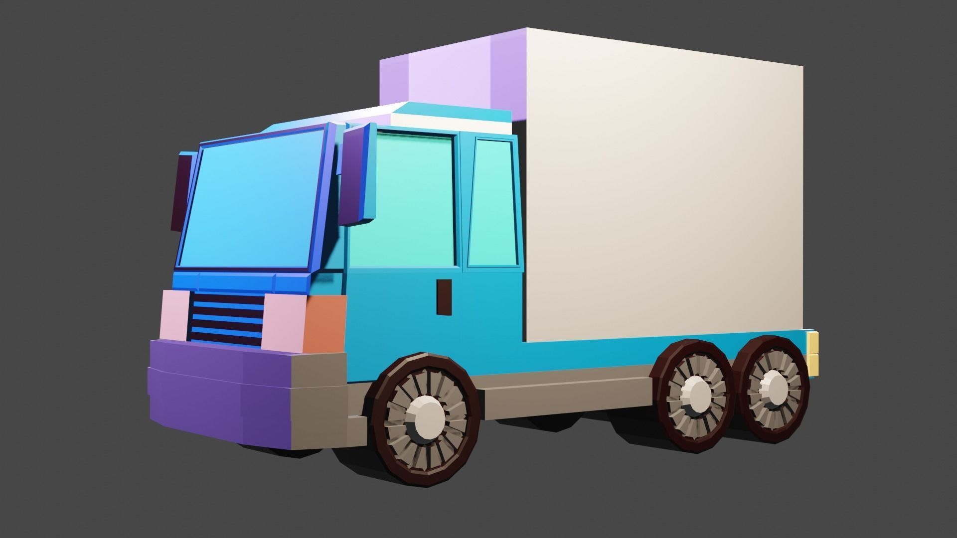 Truck or lorry for free  Low-poly 3D model_3