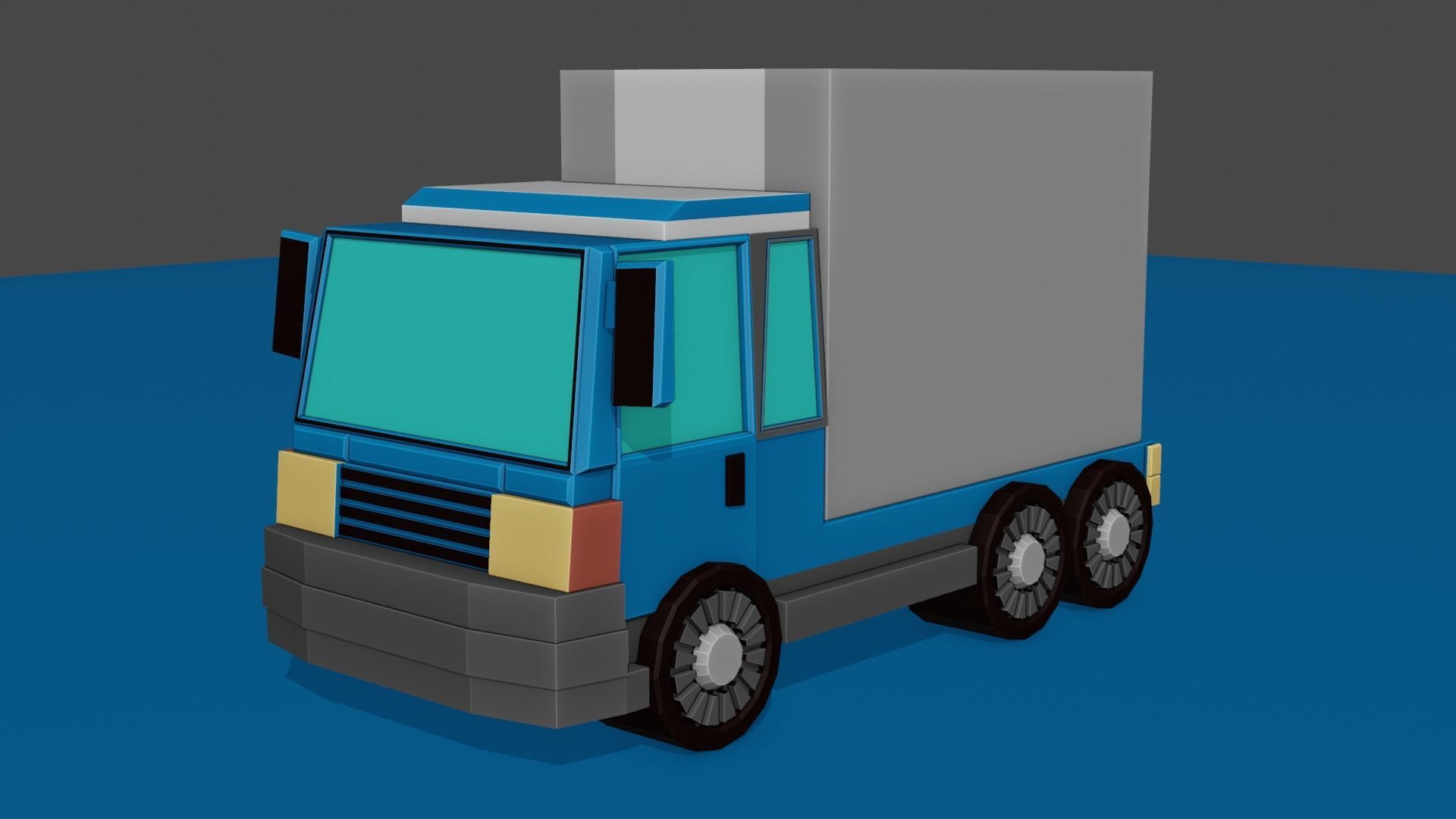 Truck or lorry for free  Low-poly 3D model_2