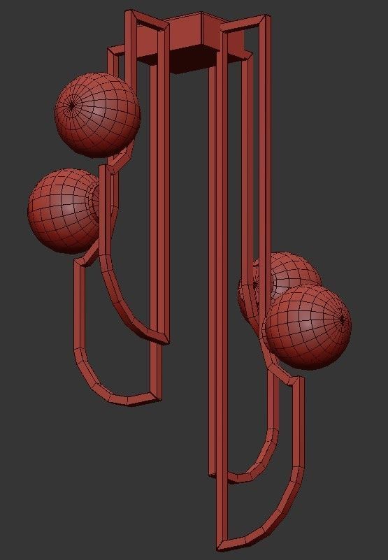 FAUST modern brass ceiling light with glass balls 3D model_1