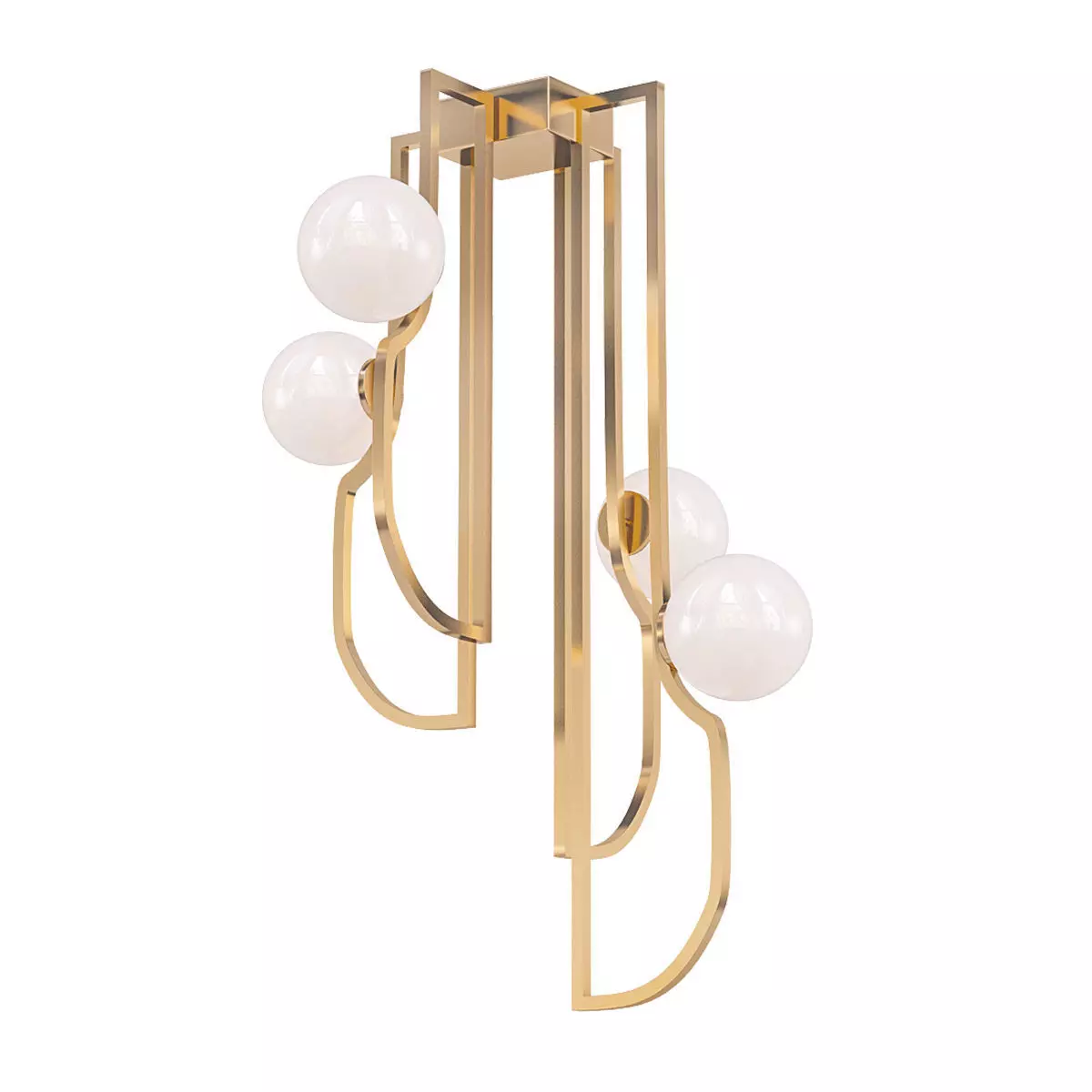 FAUST modern brass ceiling light with glass balls 3D model_0