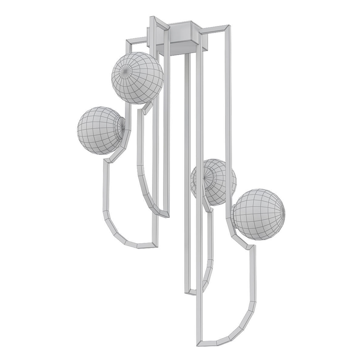FAUST modern brass ceiling light with glass balls 3D model_4
