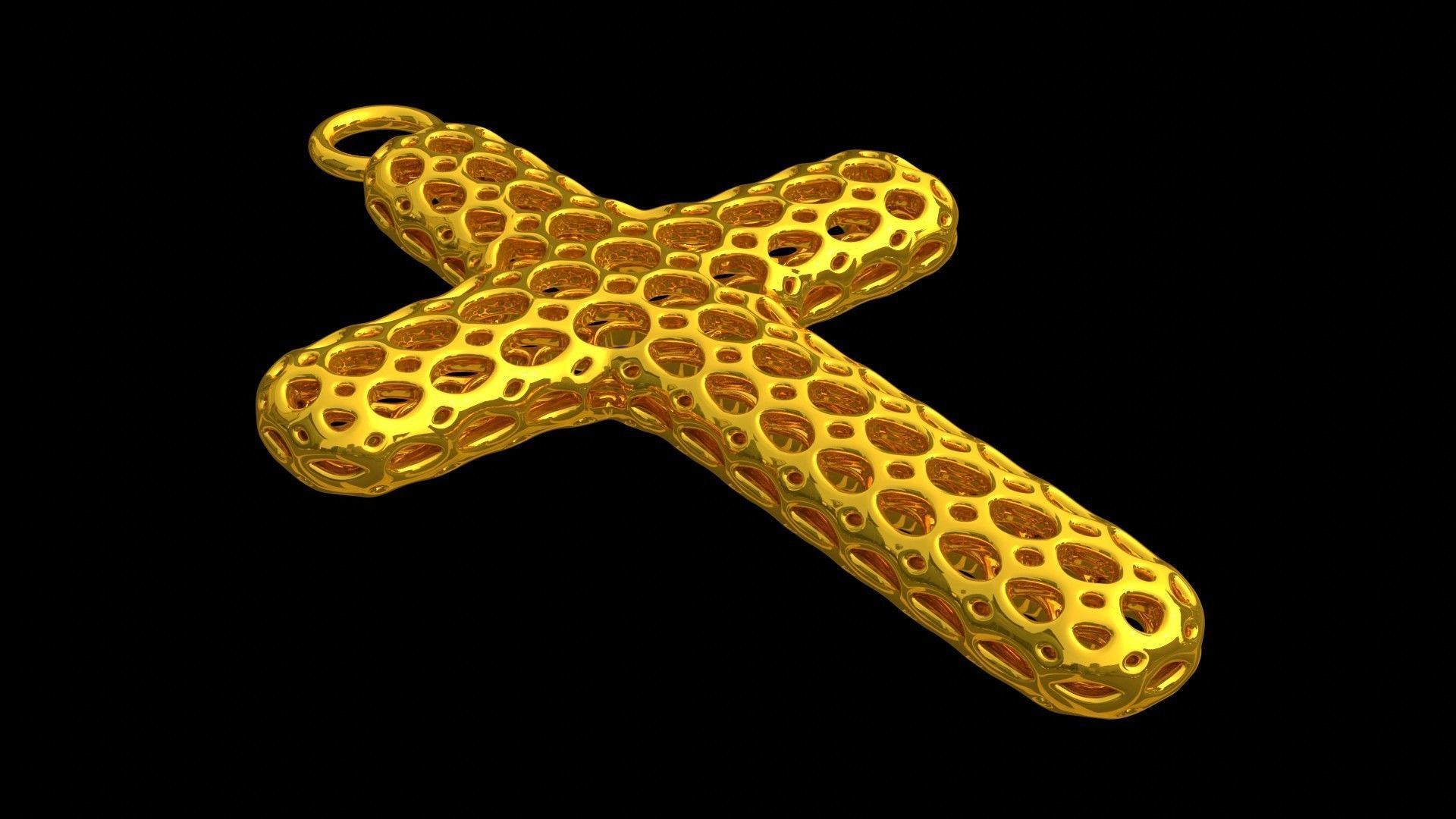 Celullar Cross Pendant 3D print model_3