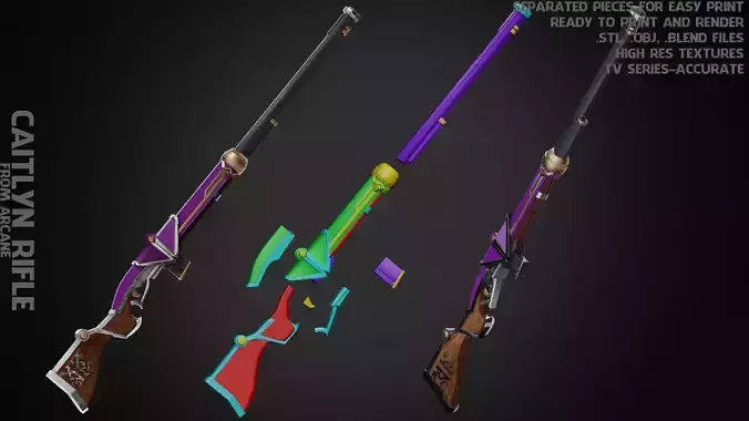 League of Legends Caitlyn Rifle for Cosplay 3D print model