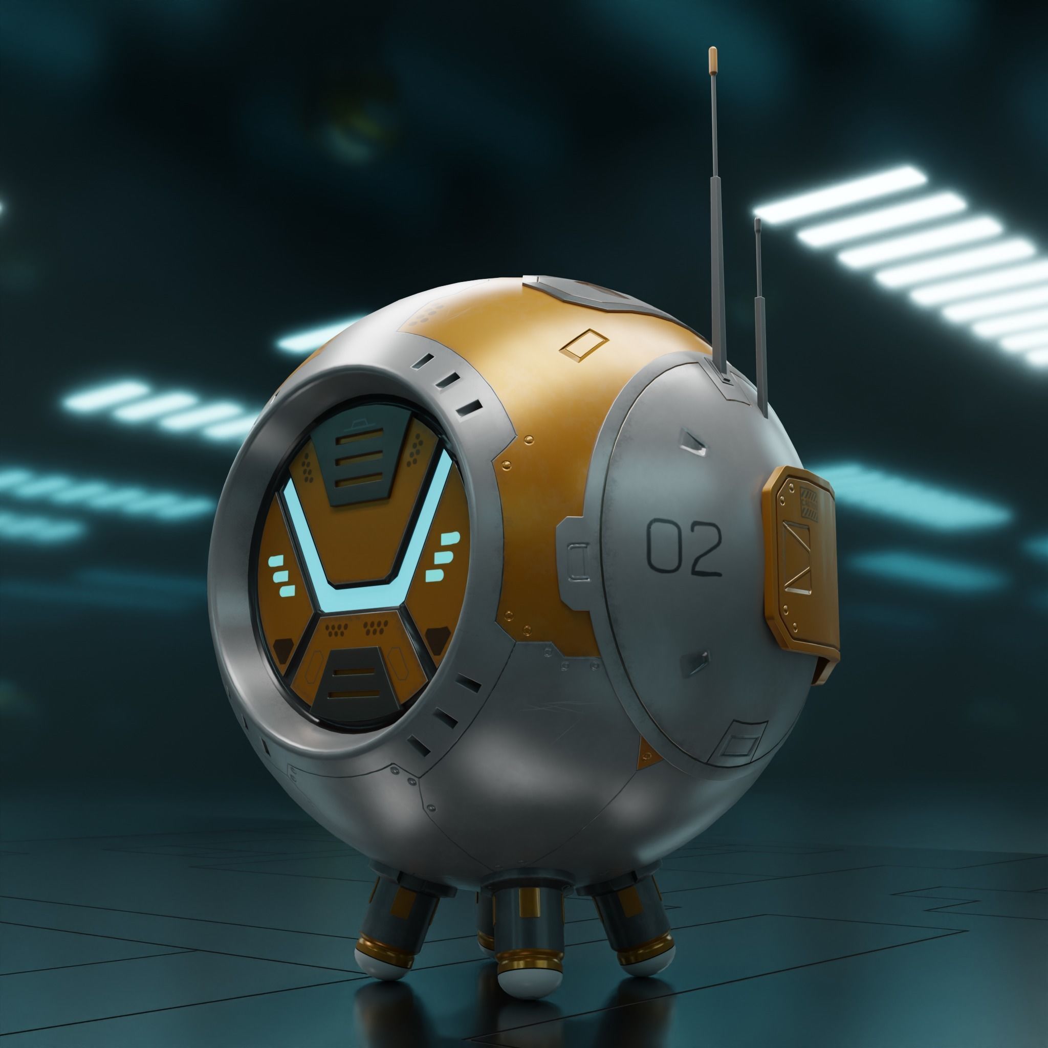 PR-02VV futuristic robot Low-poly 3D model_2