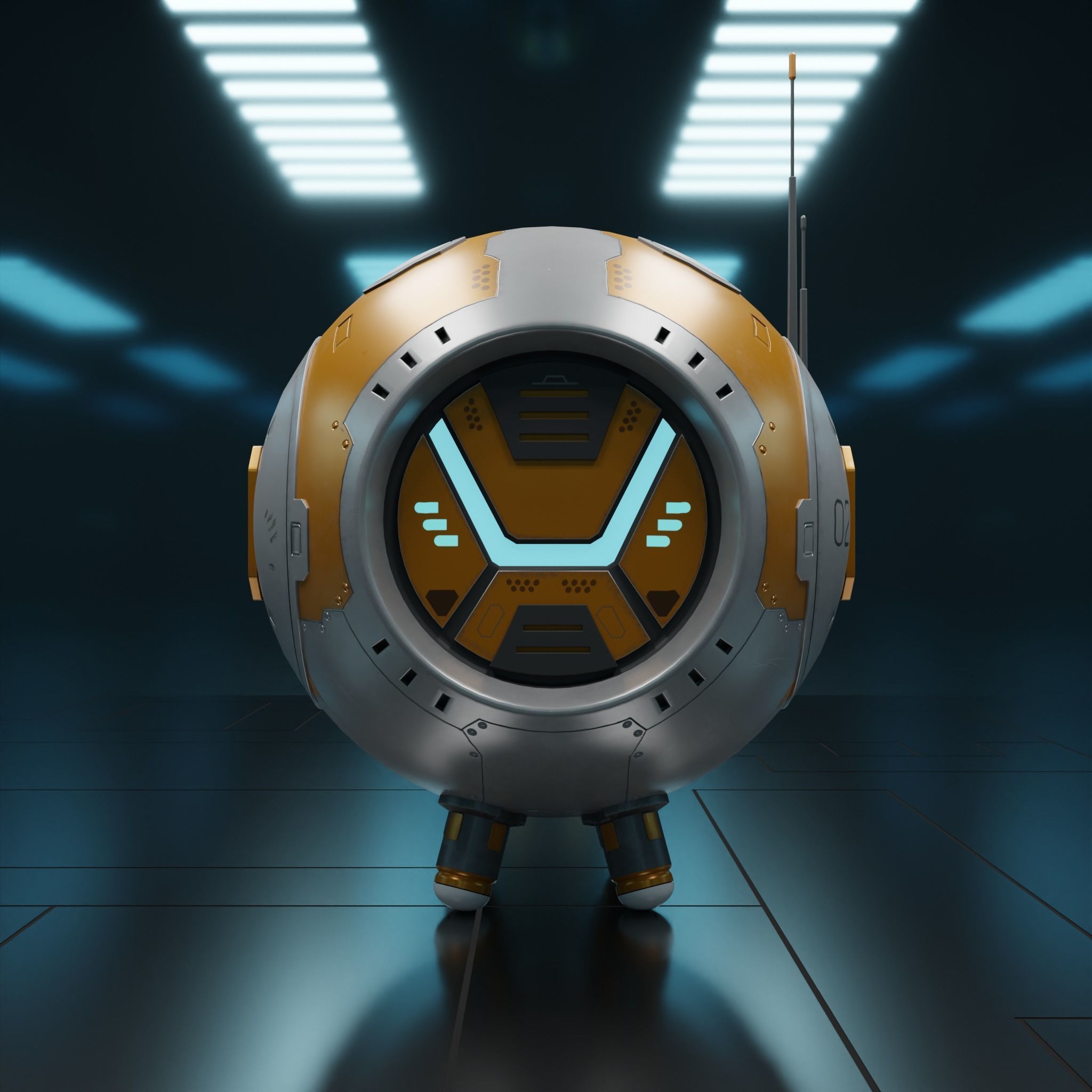 PR-02VV futuristic robot Low-poly 3D model_1