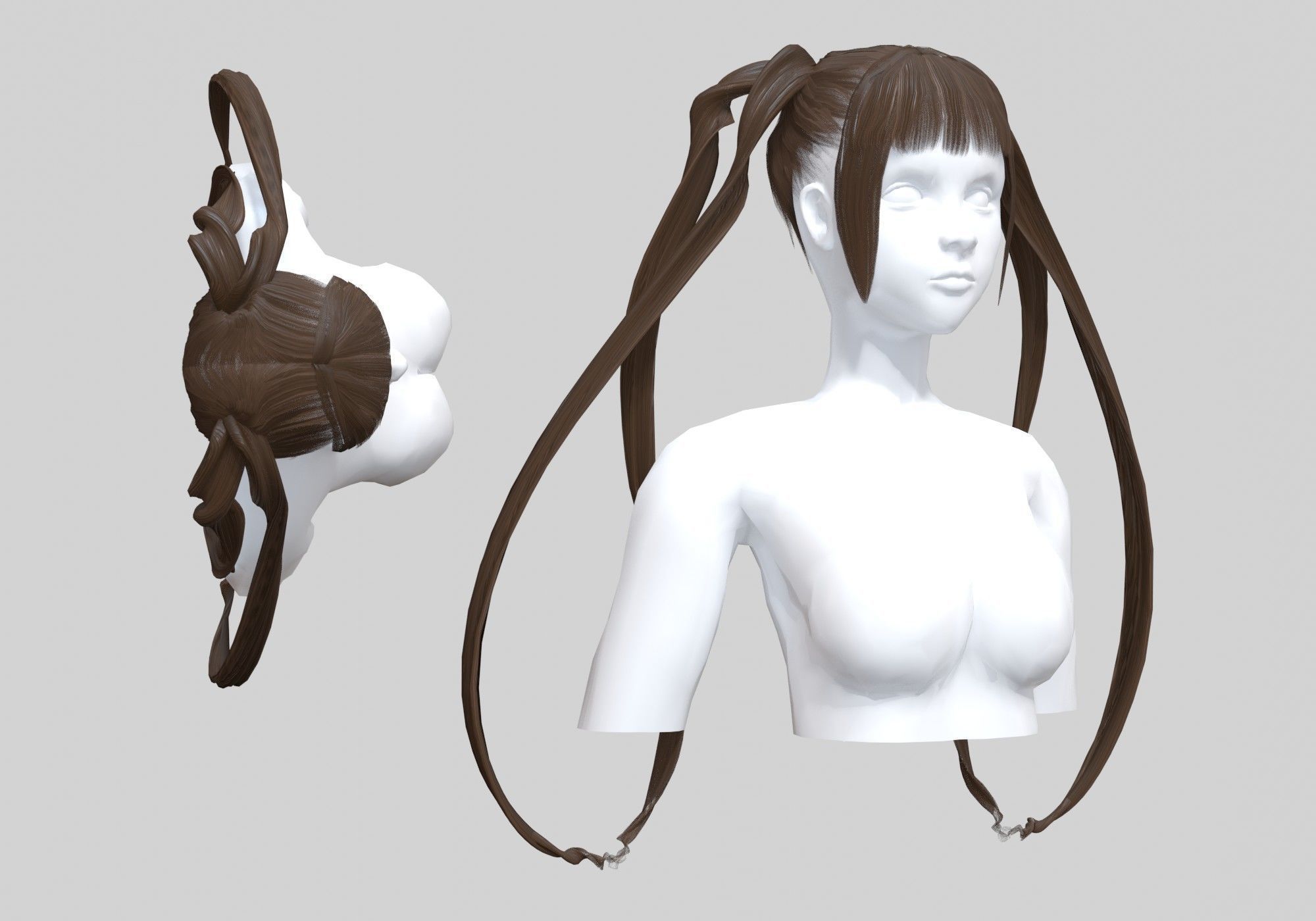 Pigtails Female Hairstyle V14333  3D model_1