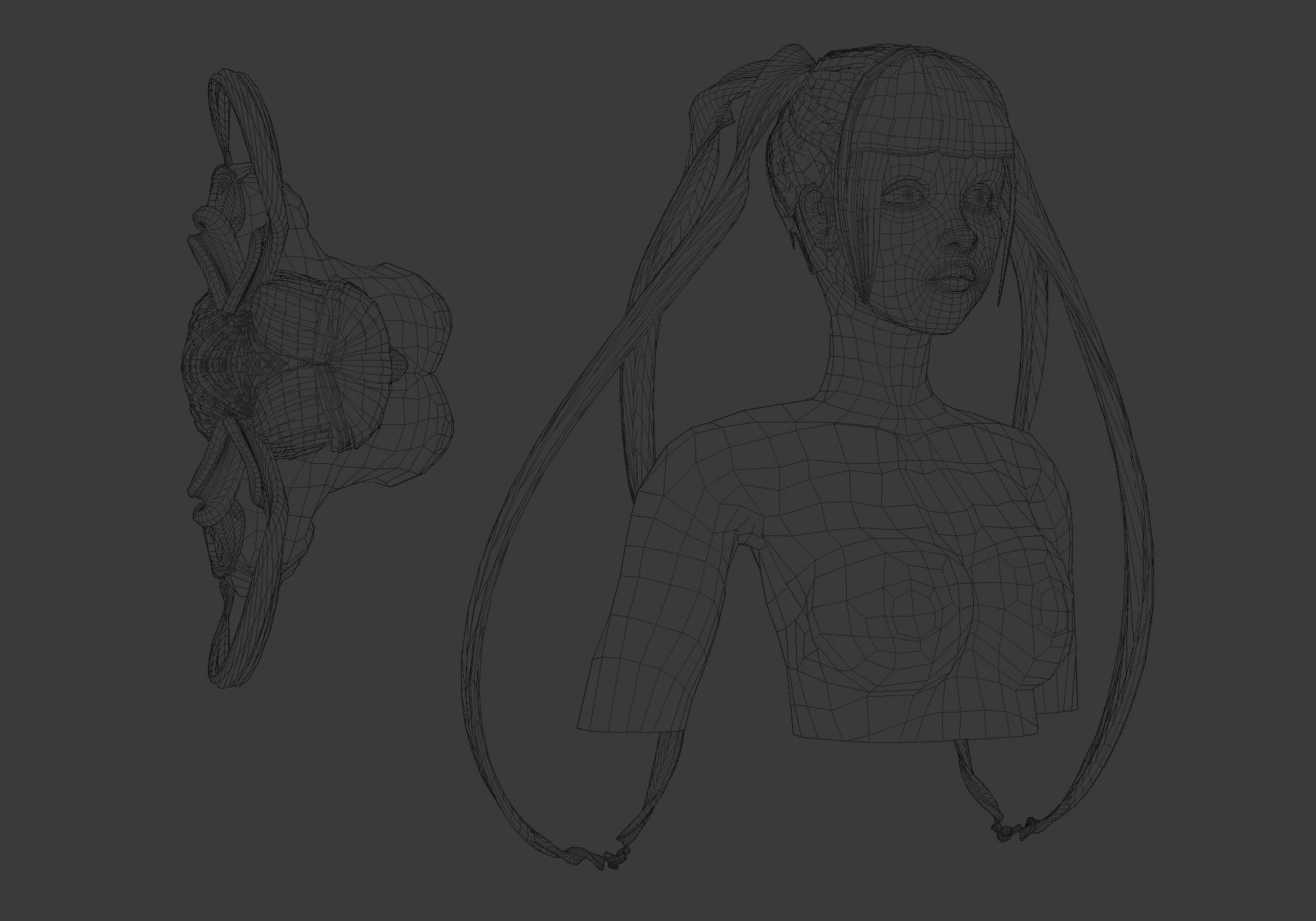 Pigtails Female Hairstyle V14333  3D model_6