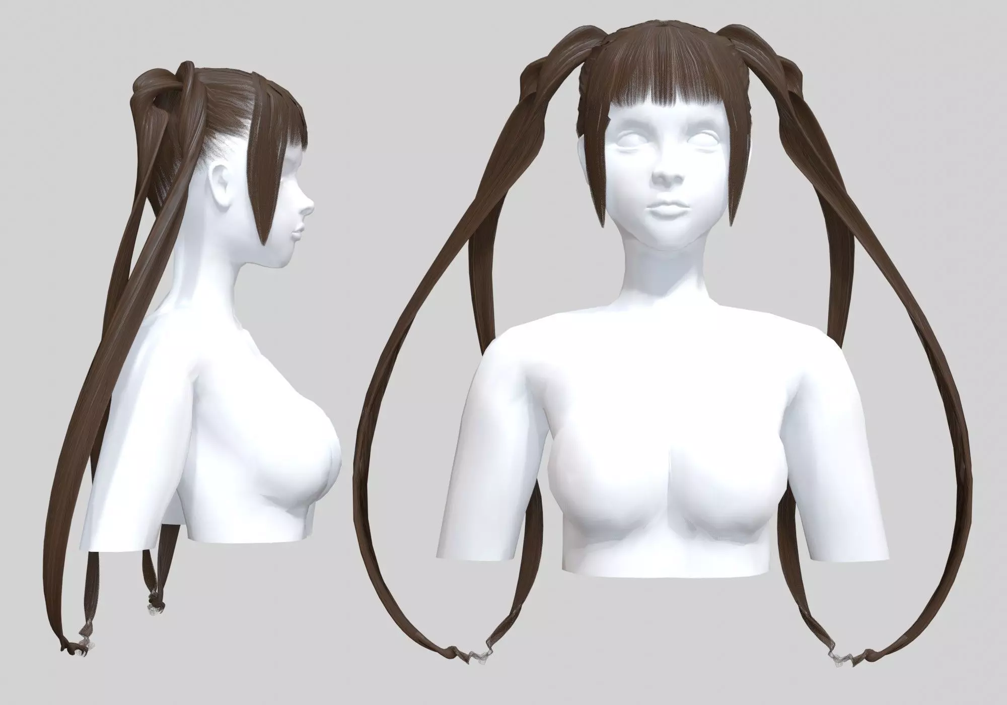 Pigtails Female Hairstyle V14333  3D model_0