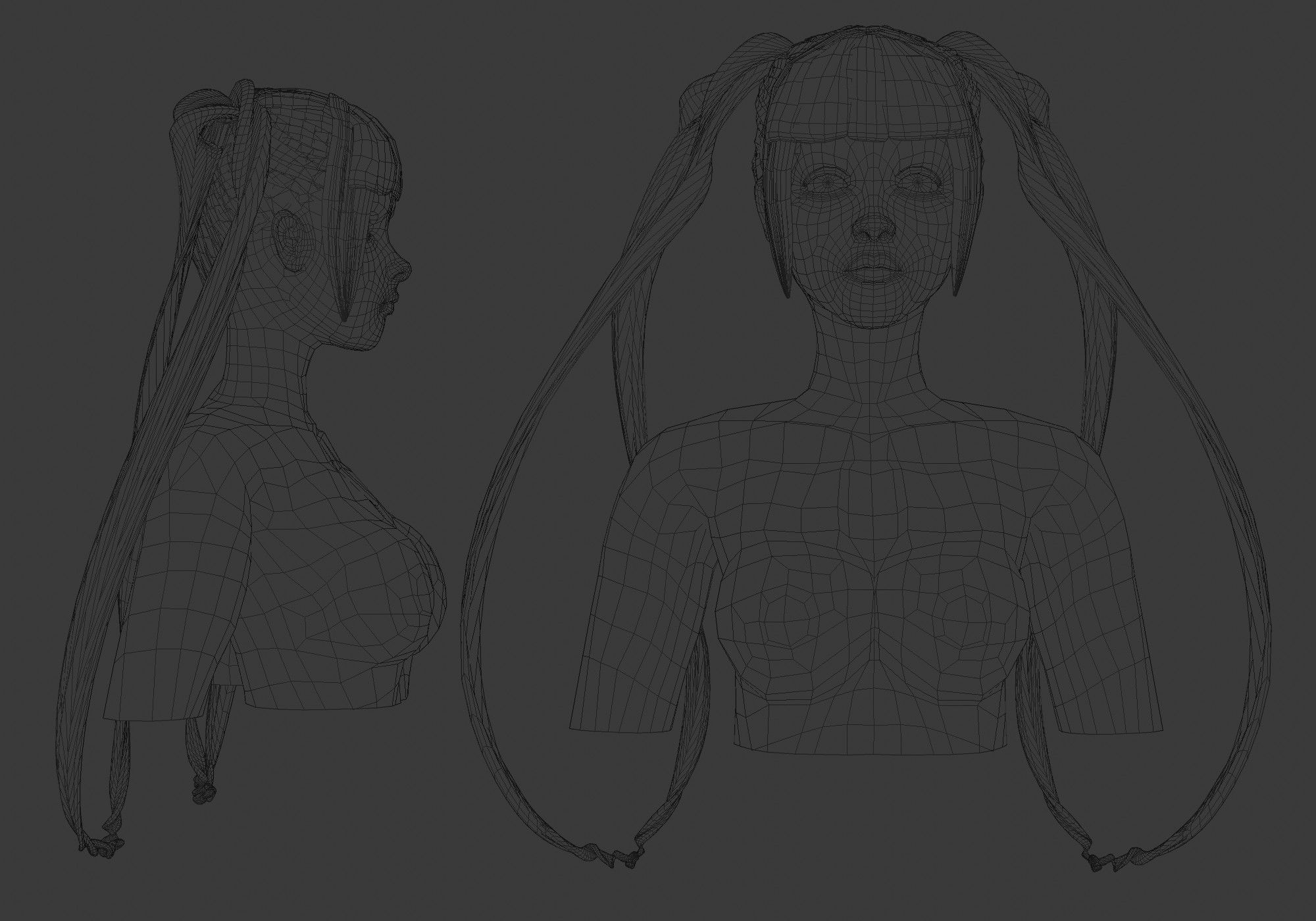 Pigtails Female Hairstyle V14333  3D model_5