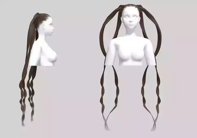 Female Ponytails Hairstyle V12861 3D model Female Ponytails Hairstyle V12861 3D model