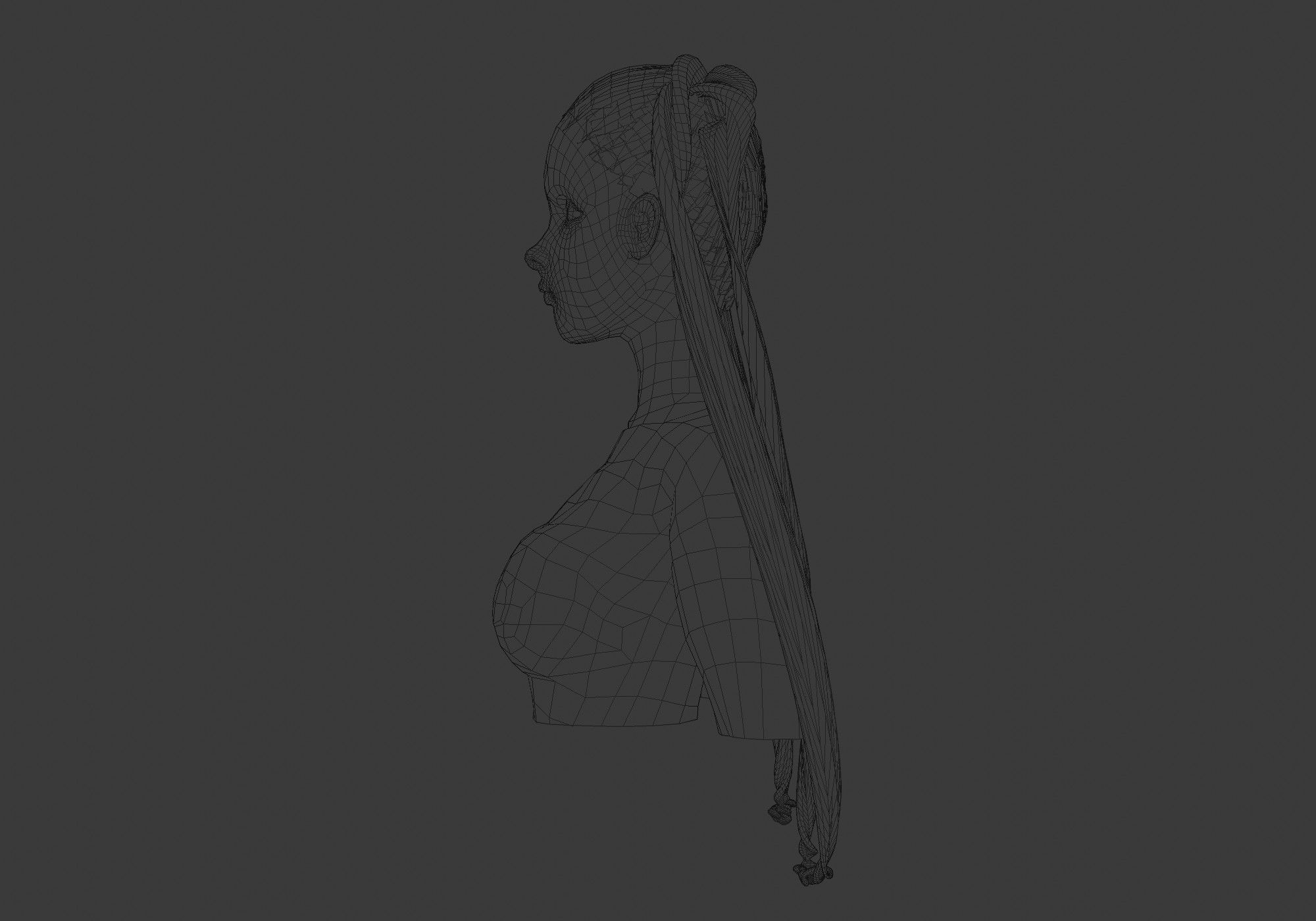 Female Pigtails Hairstyle V12861  3D model_7